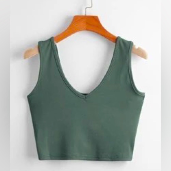 Tops - Olive green crop top